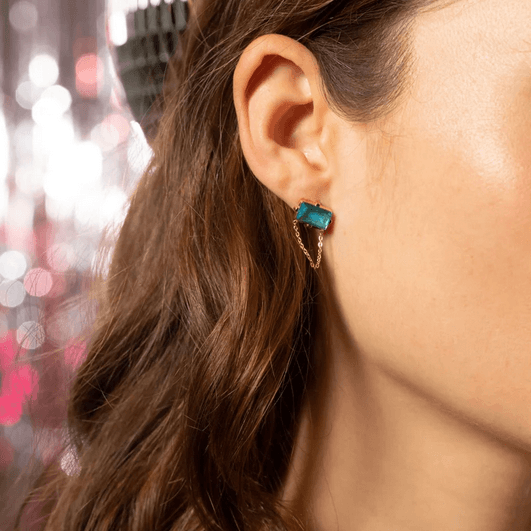 Earrings, BOHM PARIS|Boucles Myrrh emerald/gold