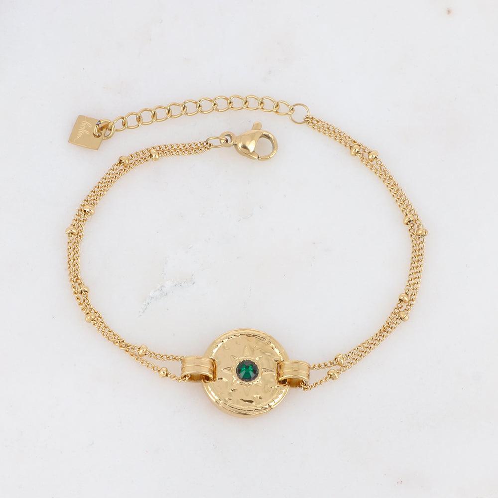 Bracelet, BOHM PARIS|Bracelet Calandra -green crystal bracelet