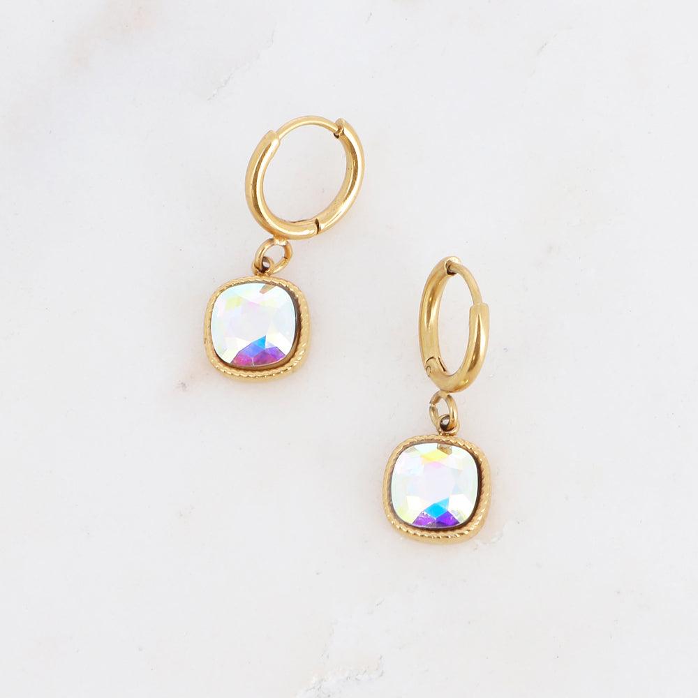 Earrings, BOHM PARIS|Boucles Celine -AB clear/gold