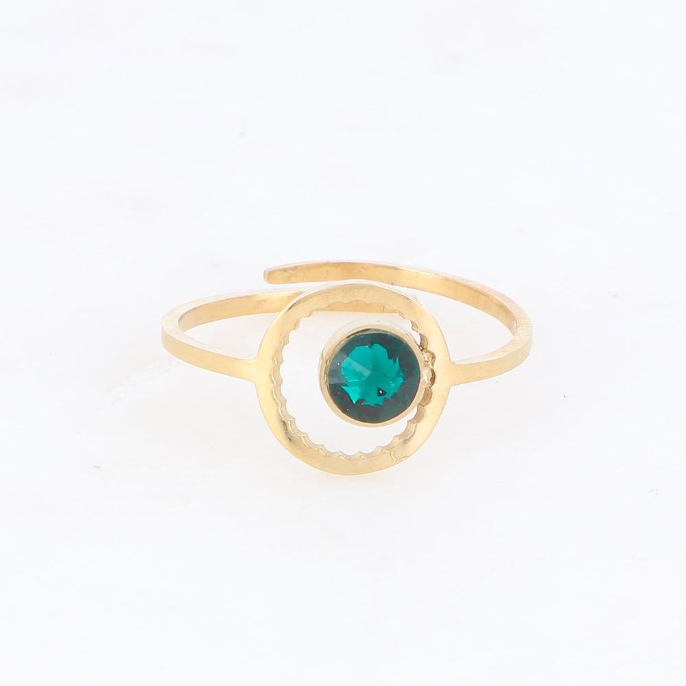 Ring, BOHM PARIS|Bague Sohan -emerald green/gold