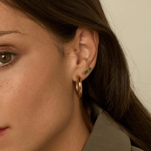 Earrings, BOHM PARIS|Boucles Honoré -emerald green studs