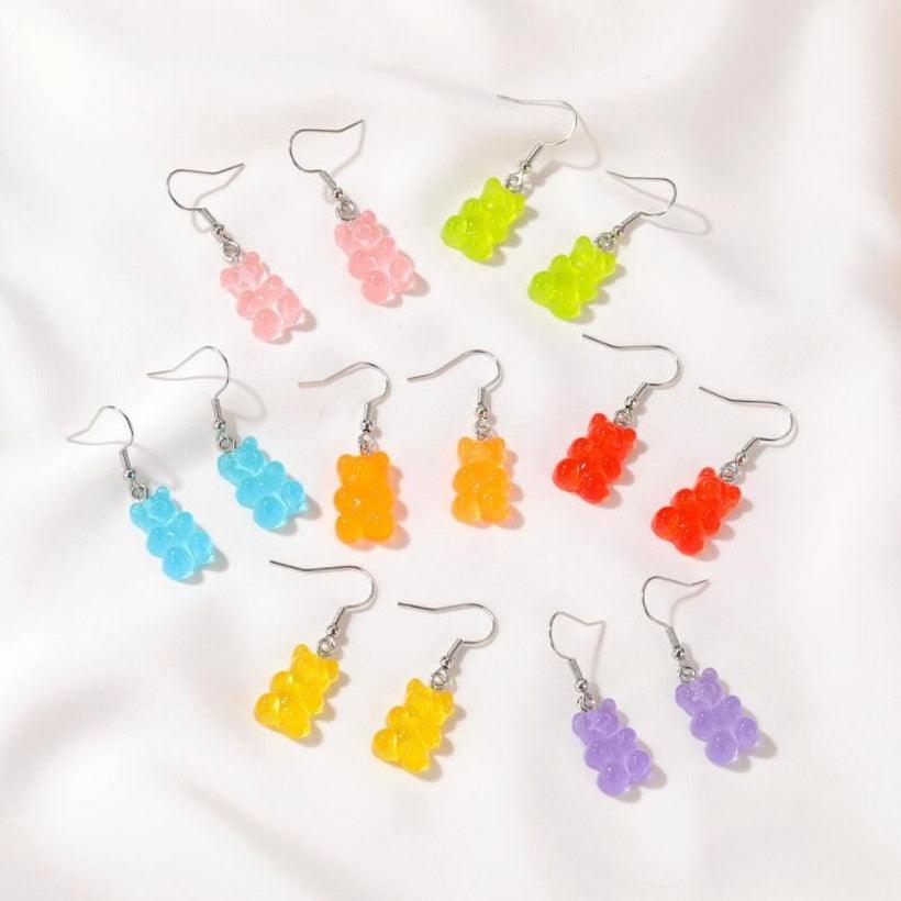 Earrings, White Gummy Bear