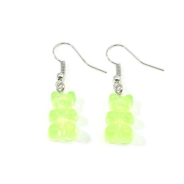 Earrings, Green Gummy Bear