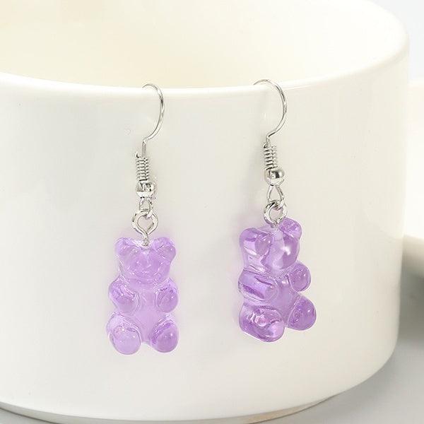 Earrings, Lilac Gummy Bear - light purple gummy bear earrings