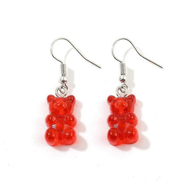 Earrings, Red Gummy Bear