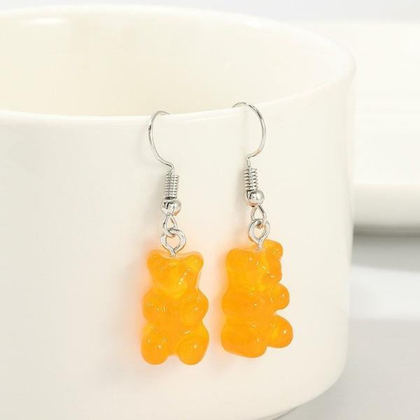 Earrings, Orange Gummy Bear -yellowish gummy bear earrings