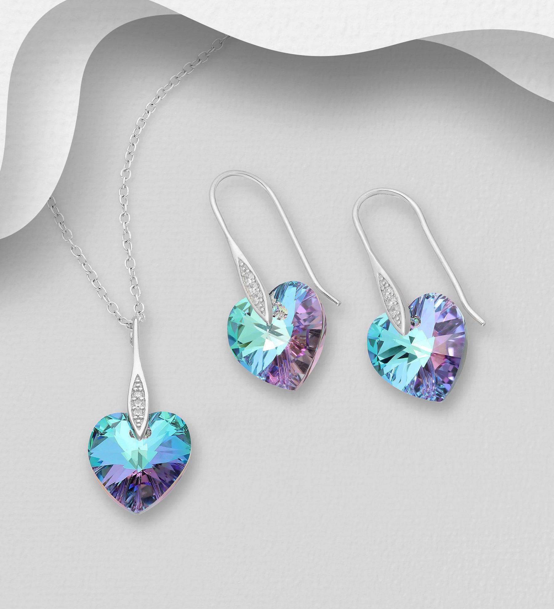 PREMIUM COLLECTION|Aurora dark blue crystal heart set