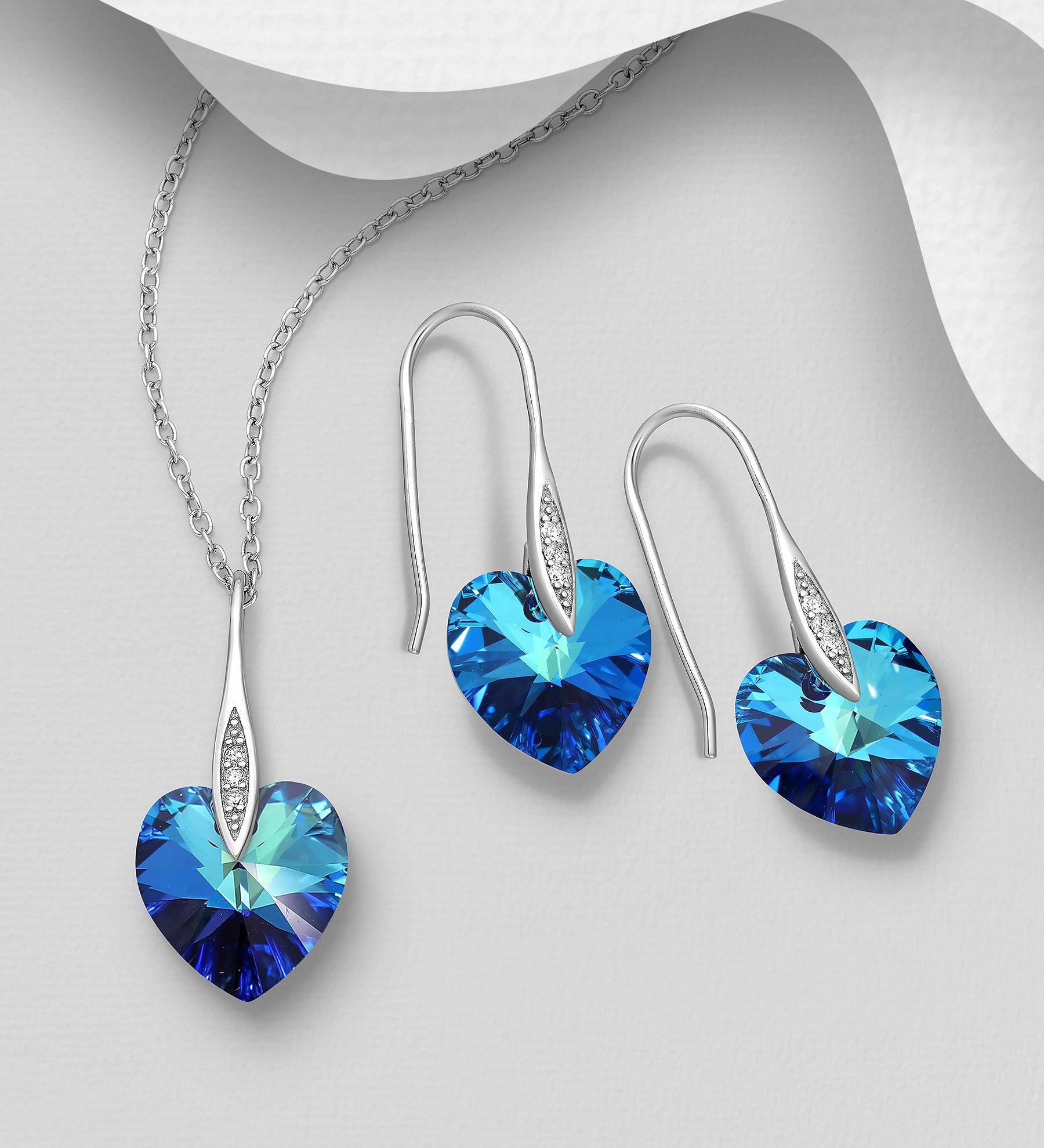 PREMIUM COLLECTION|Aurora dark blue crystal heart set