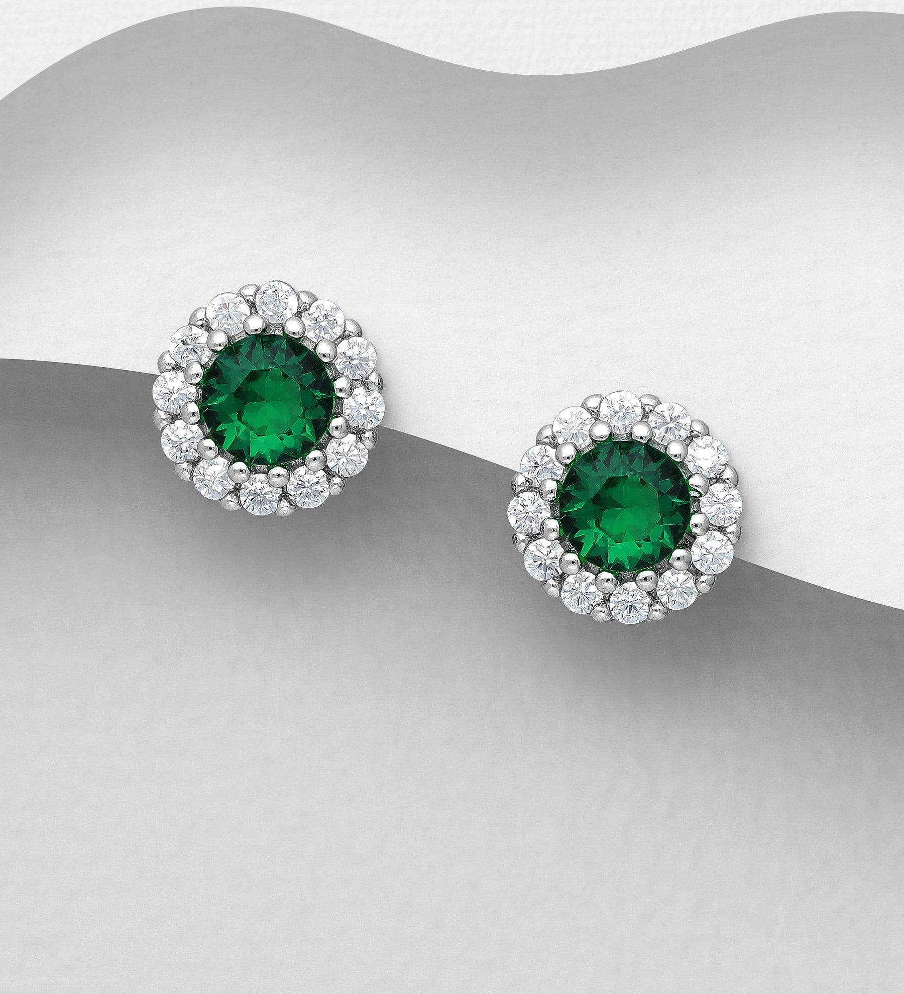 PREMIUM COLLECTION | Katariina silver buttons with emerald green stone