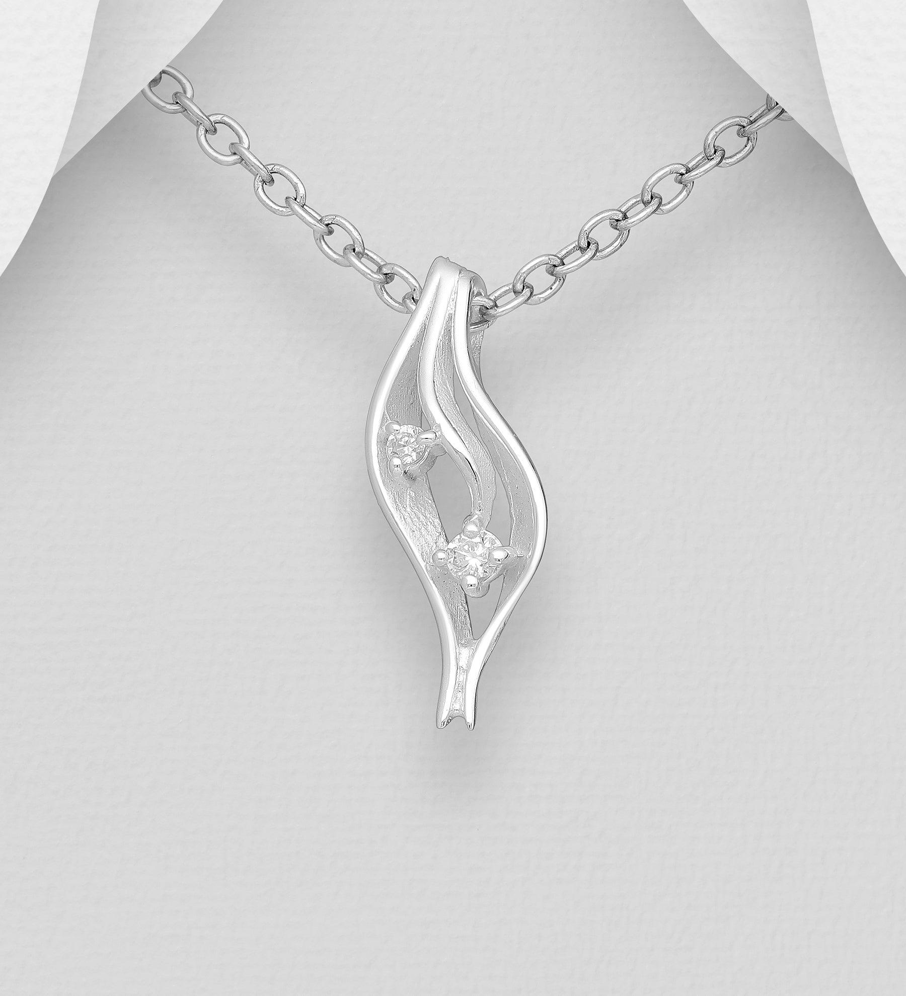 PREMIUM COLLECTION|Lily silver pendant with bright stones