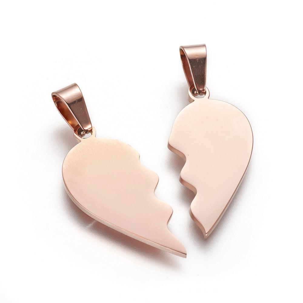 Surgical steel necklace, Twin Peaks split heart necklace (gold)