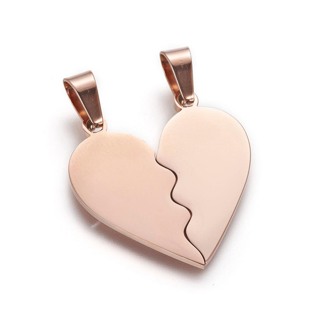 Surgical steel necklace, Twin Peaks split heart necklace (gold)