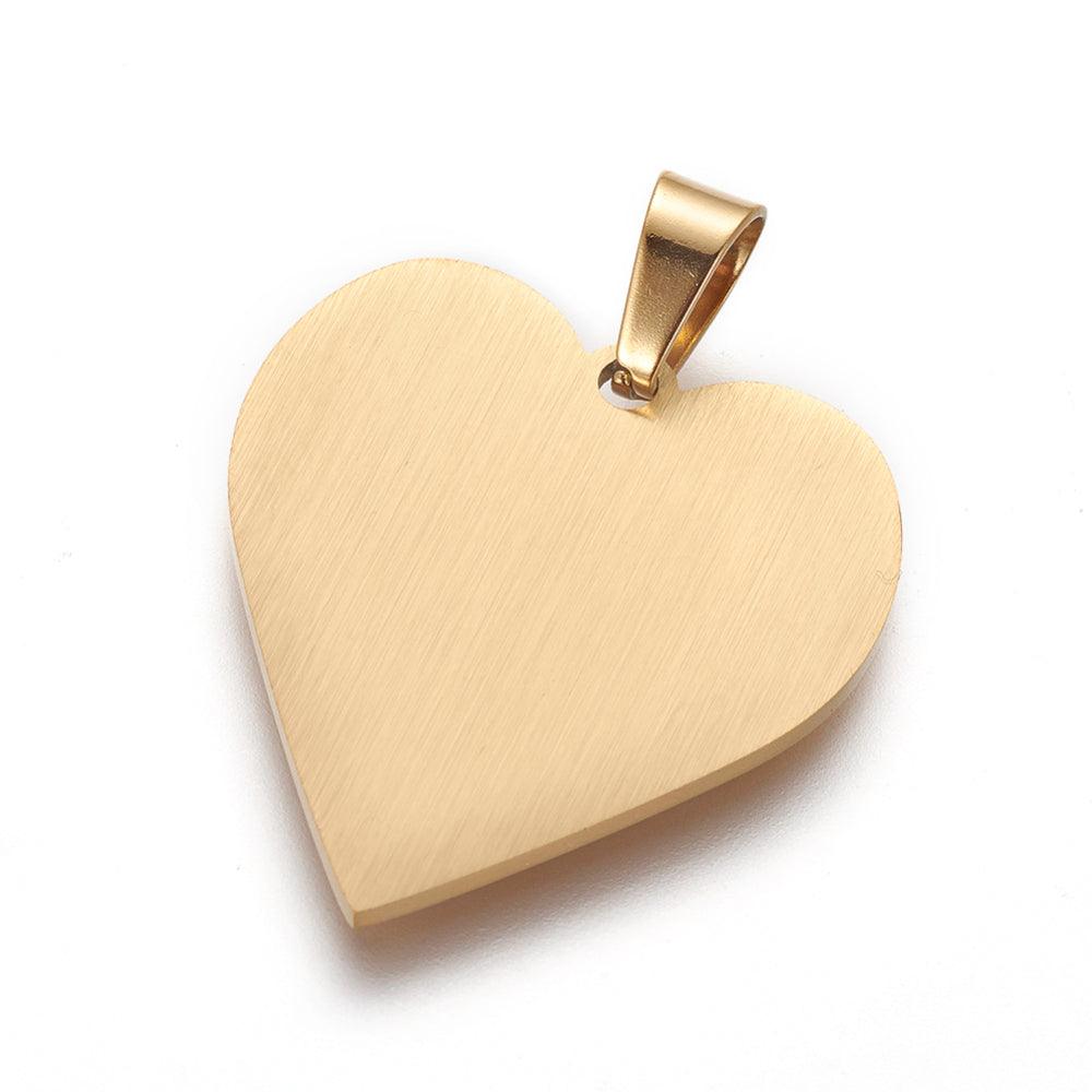 Surgical steel necklace, Gold Heart necklace (gold)