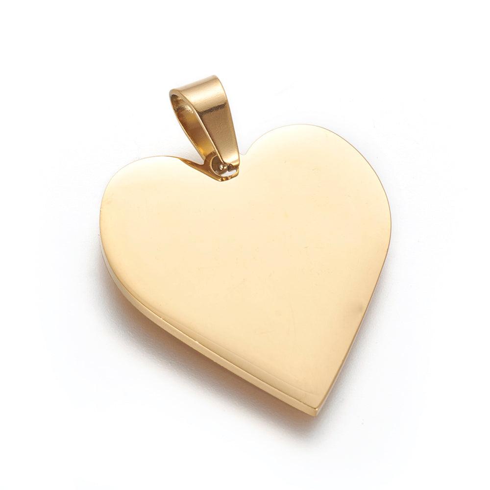 Surgical steel necklace, Gold Heart necklace (gold)