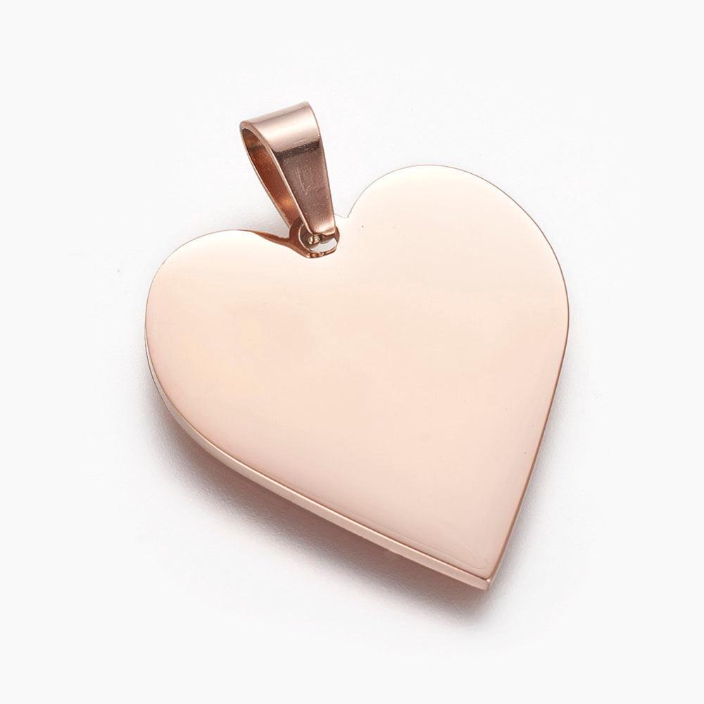 Surgical steel necklace, Rosegold Heart necklace (rose gold)