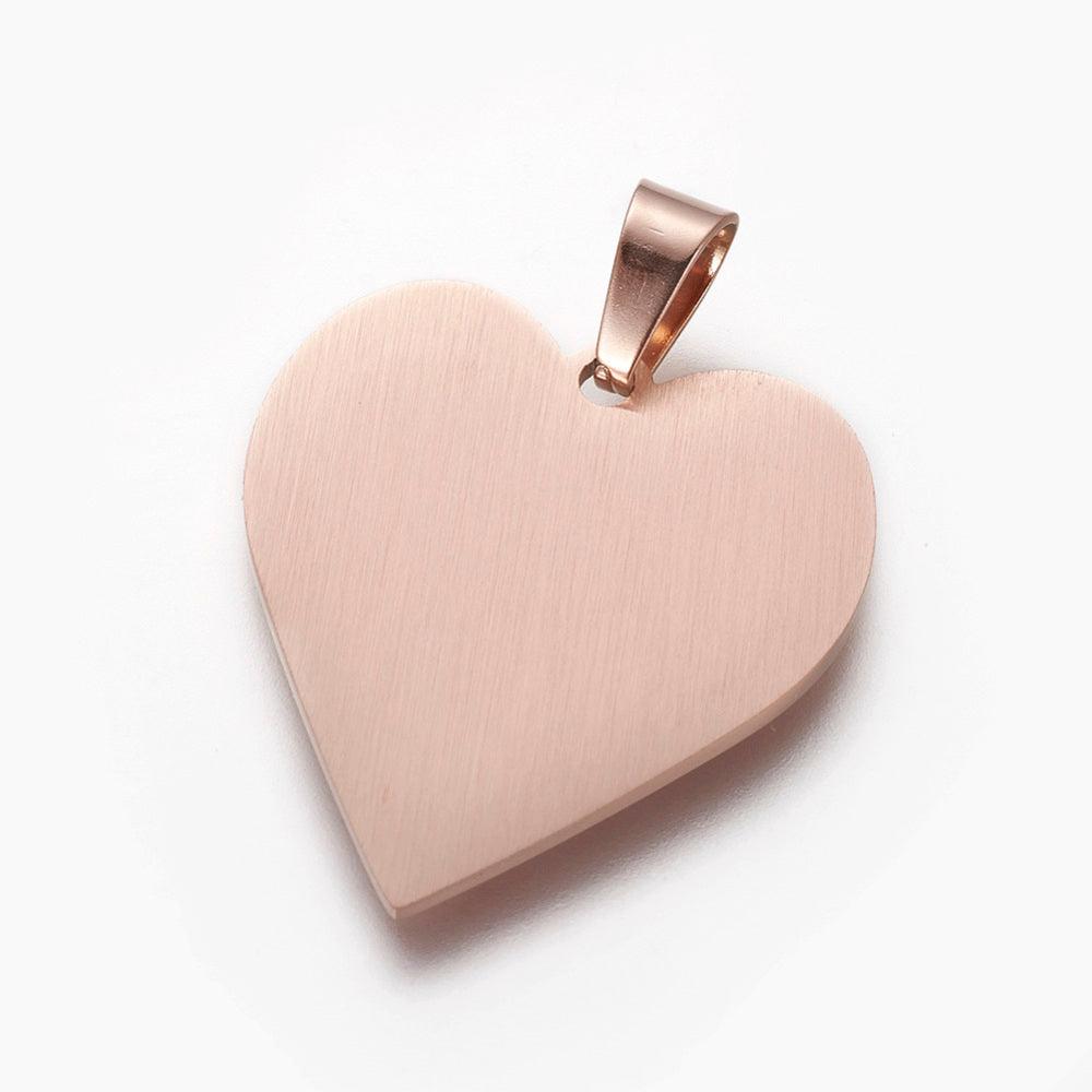 Surgical steel necklace, Rosegold Heart necklace (rose gold)