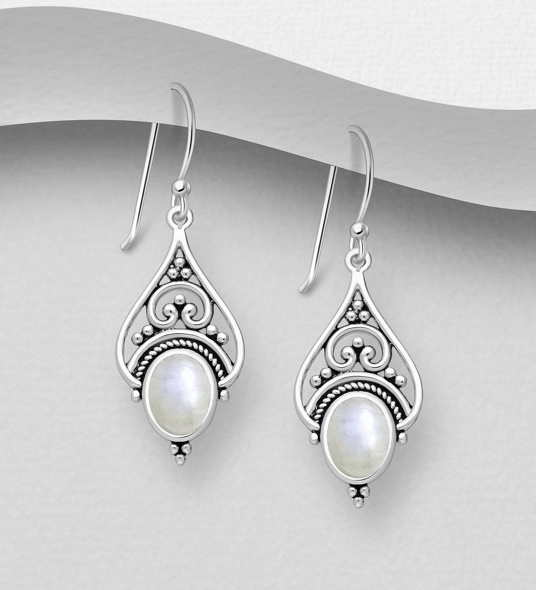 PREMIUM COLLECTION|Isa Bohemian Silver Moonstone Earrings