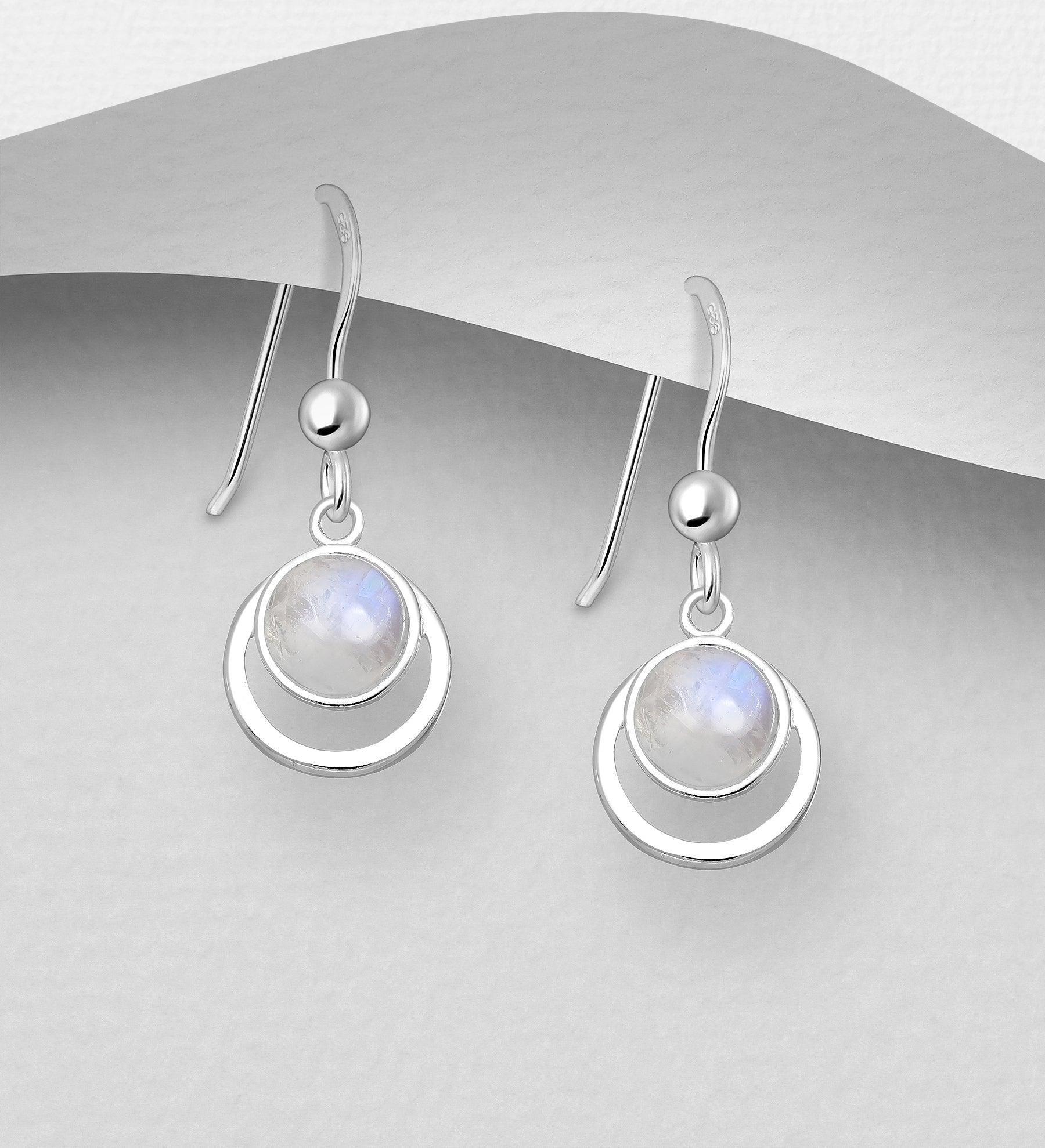 PREMIUM COLLECTION|Elisa -modern silver moonstone earrings