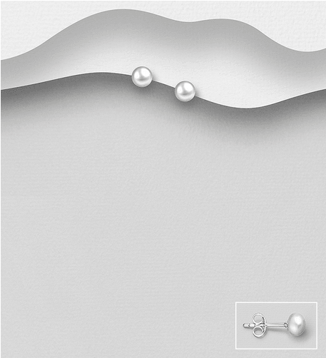 PREMIUM COLLECTION|Pearl silver button with freshwater pearl (XS)