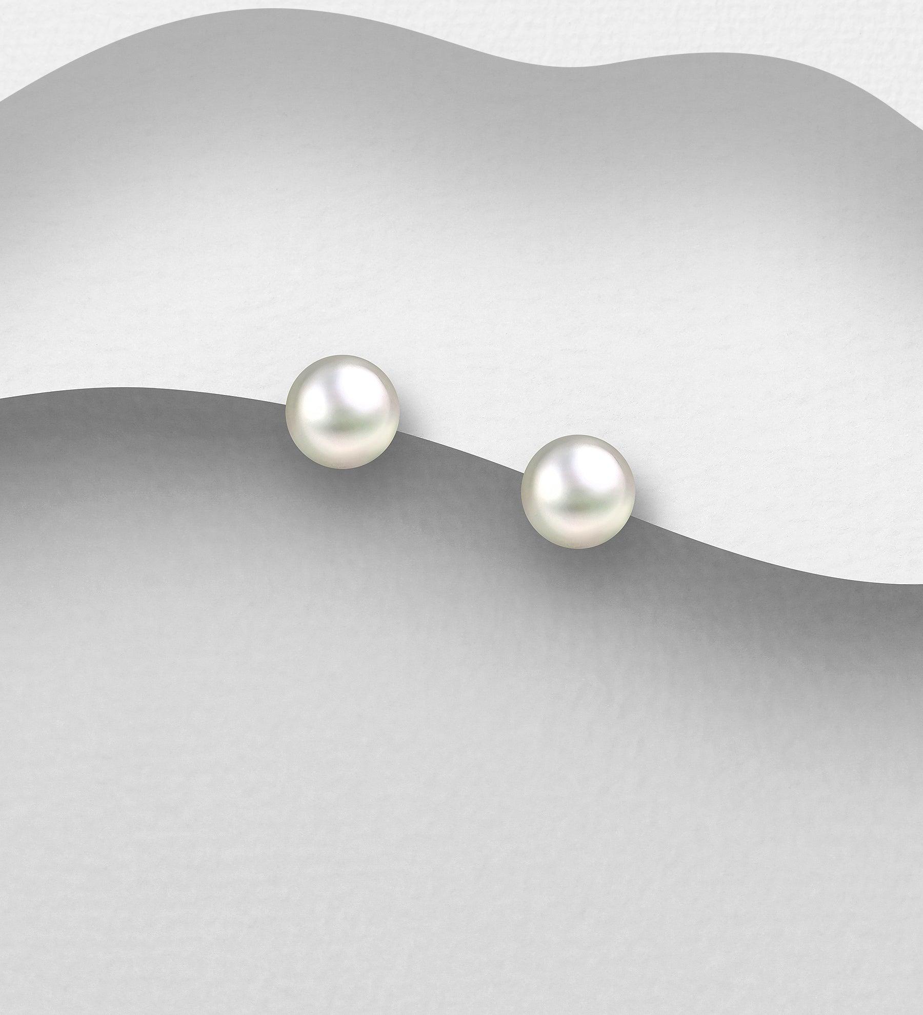 PREMIUM COLLECTION|Pearl silver button with freshwater pearl (XS)