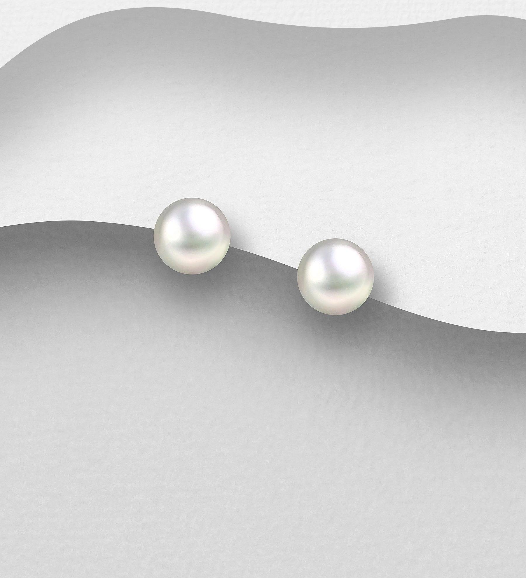 PREMIUM COLLECTION|Pearl silver button with freshwater pearl (S)