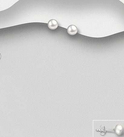 PREMIUM COLLECTION|Pearl silver button with freshwater pearl (S)