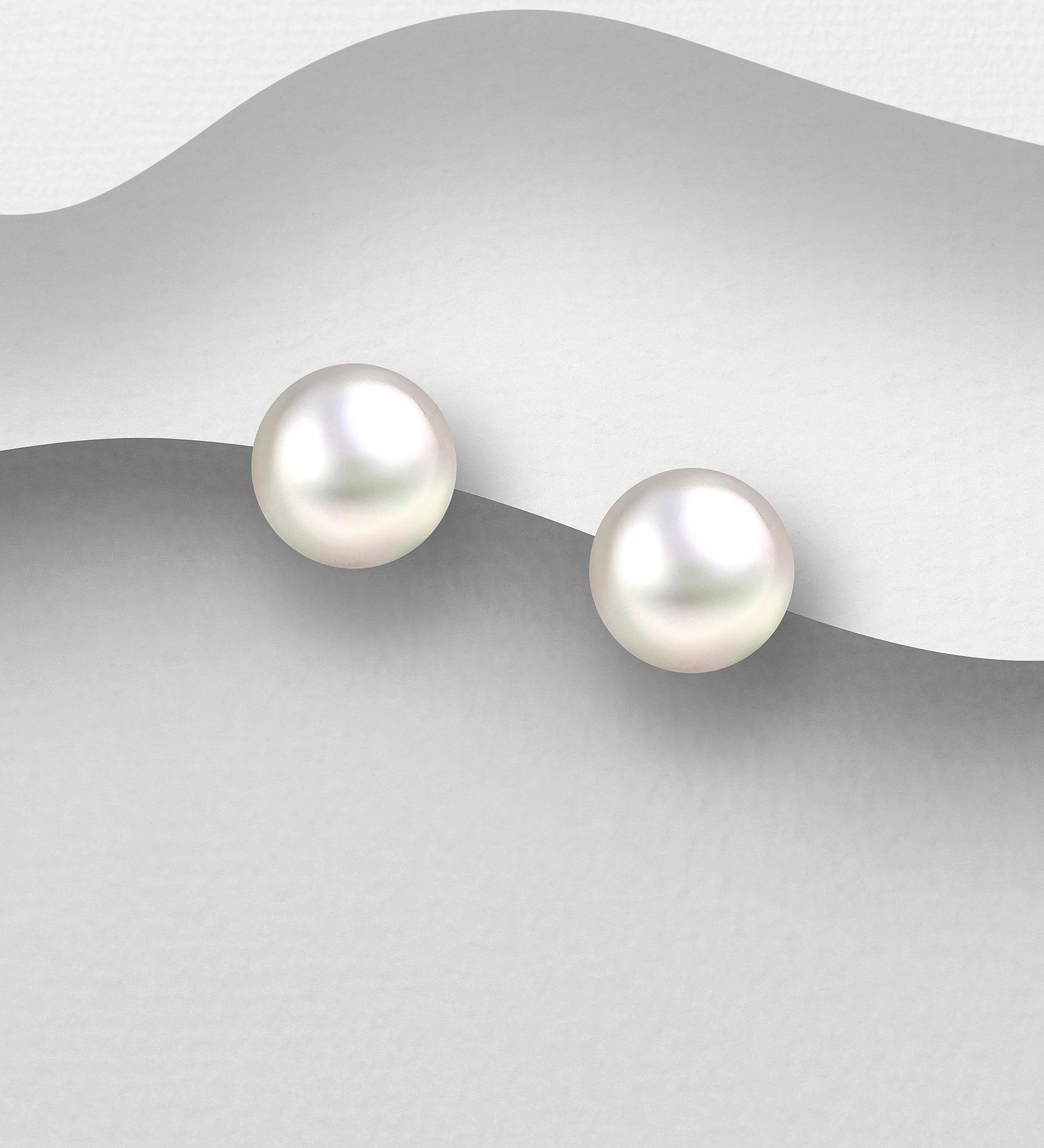 PREMIUM COLLECTION|Pearl silver button with freshwater pearl (M)