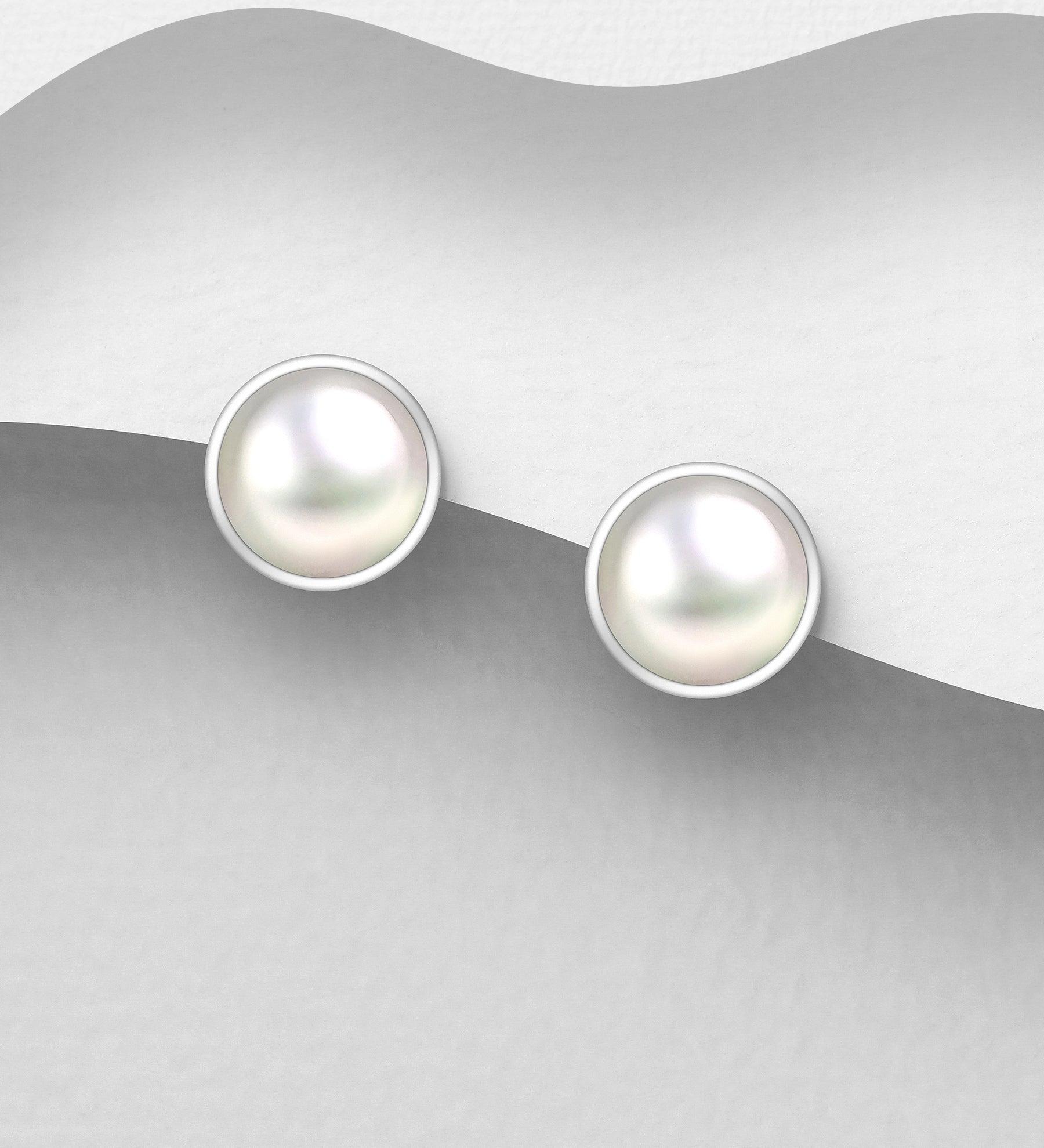 PREMIUM COLLECTION|Modern pearl silver buttons with freshwater pearl