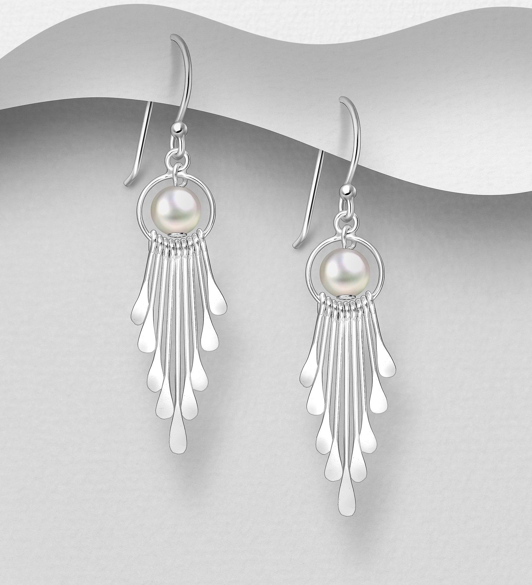 PREMIUM COLLECTION|Astrid -modern silver pearl earrings