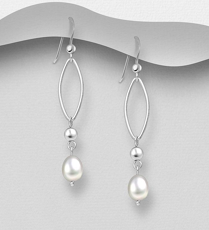 PREMIUM COLLECTION|Ella modern silver pearl earrings