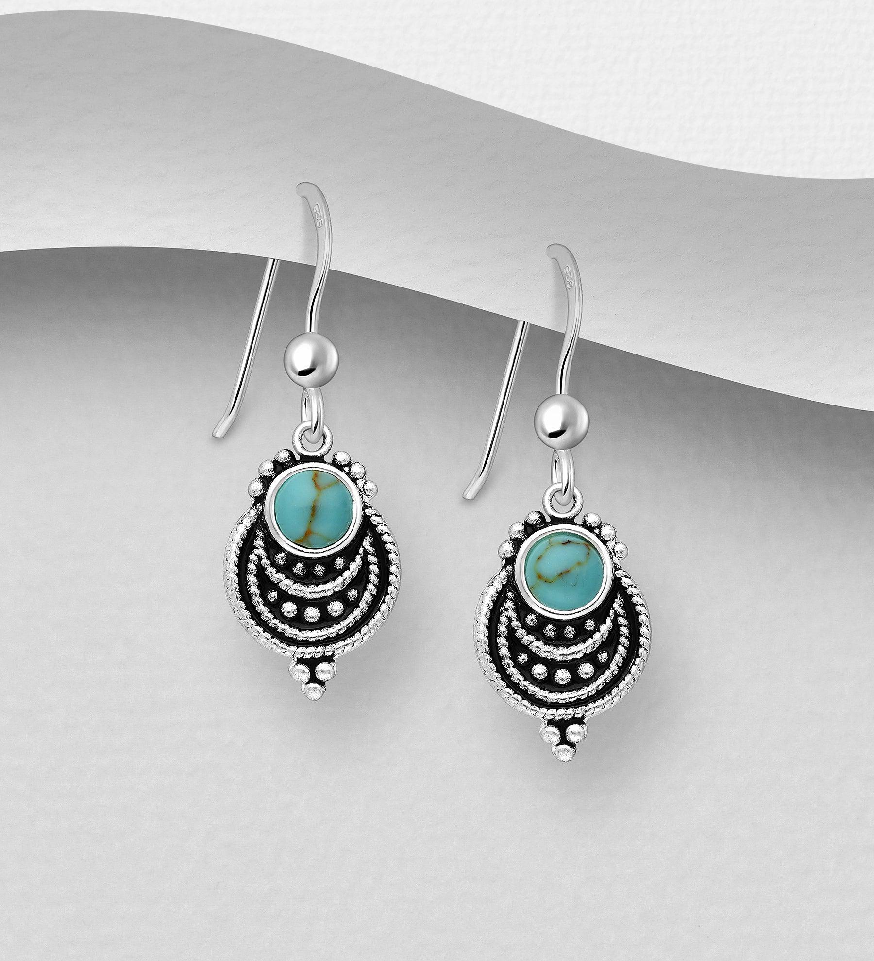 PREMIUM COLLECTION|Sani - bohemian turquoise silver earrings