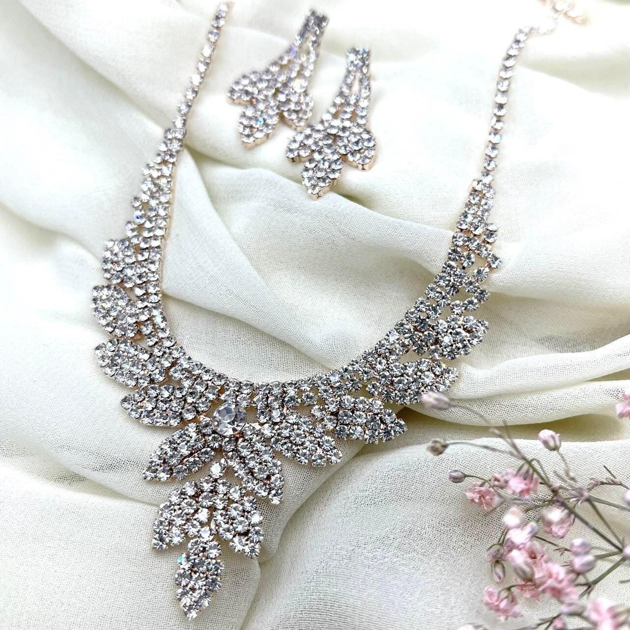 Rhinestone necklace, ROMANCE|Lili party necklace (available in three colors)