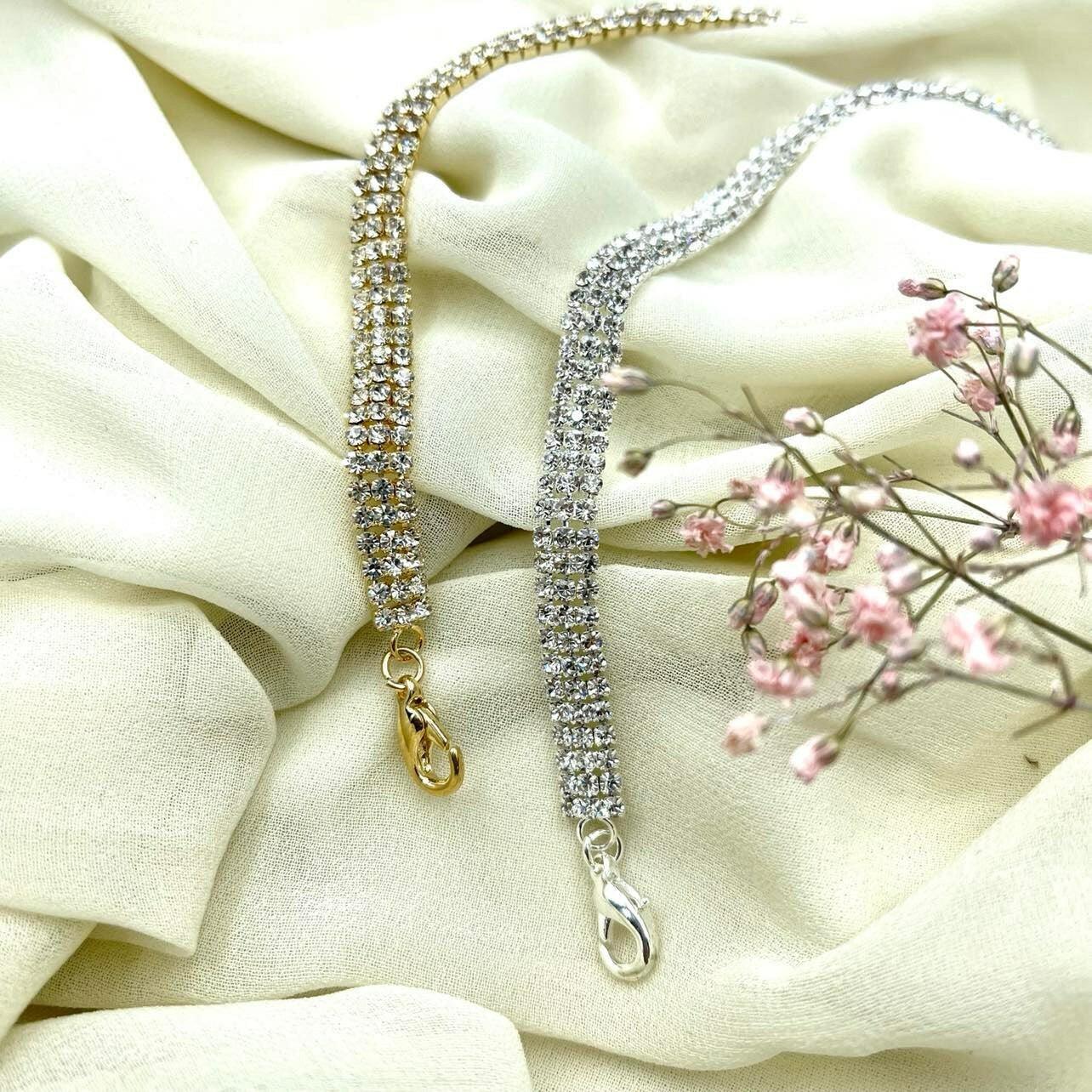 Bracelet, ROMANCE|Elegance rhinestone bracelet (also available in gold)