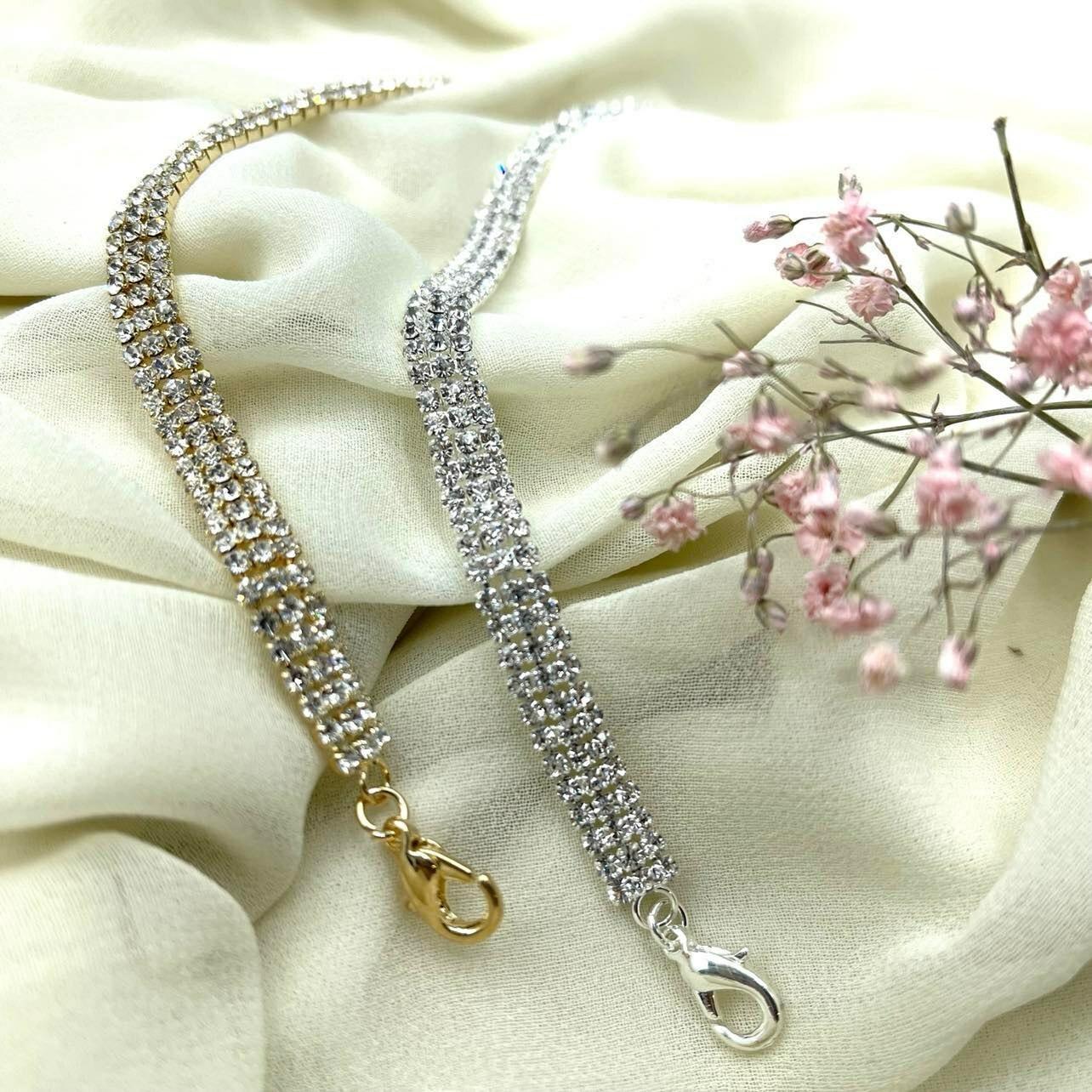 Bracelet, ROMANCE|Elegance rhinestone bracelet (also available in gold)