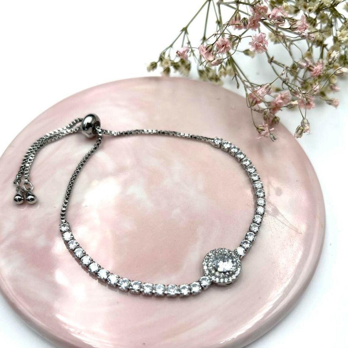 Bracelet, FRENCH RIVIERA|Beautiful Bracelet - rhinestone bracelet (silver)