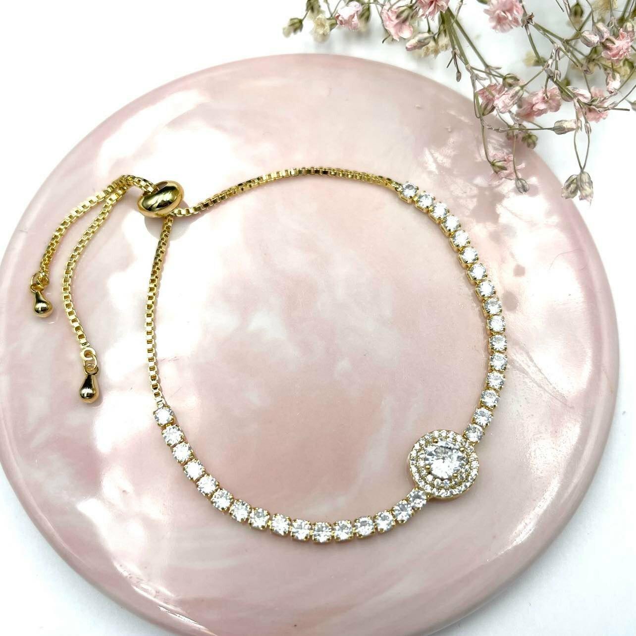 Bracelet, FRENCH RIVIERA|Beautiful Bracelet - rhinestone bracelet (gold)