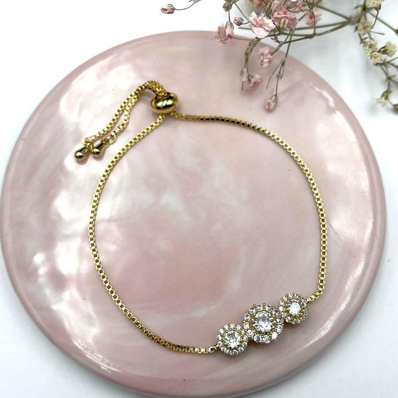 Bracelet, FRENCH RIVIERA|Aurora Bracelet - rhinestone bracelet (gold)