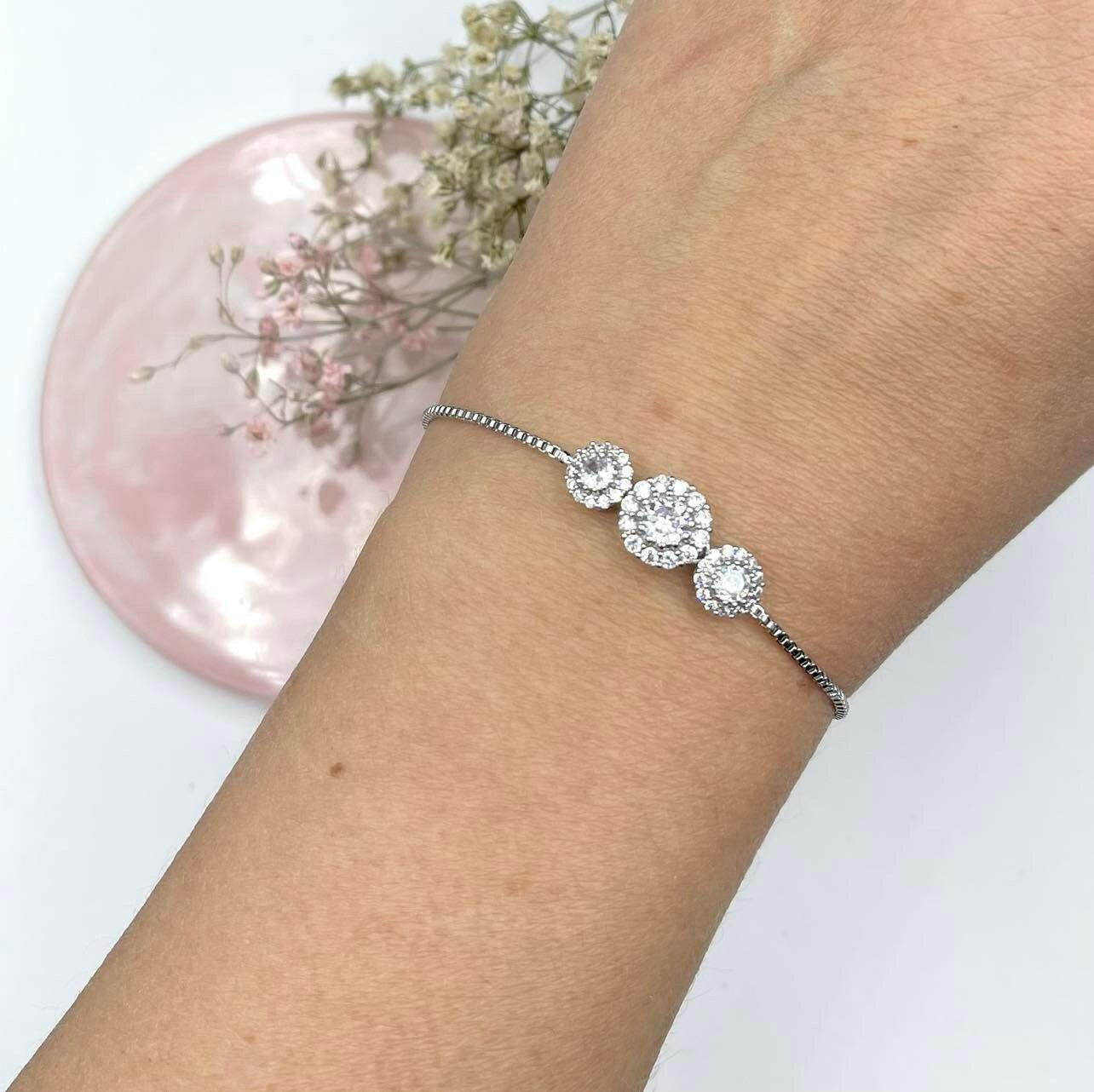 Bracelet, FRENCH RIVIERA|Aurora Bracelet - rhinestone bracelet (silver)