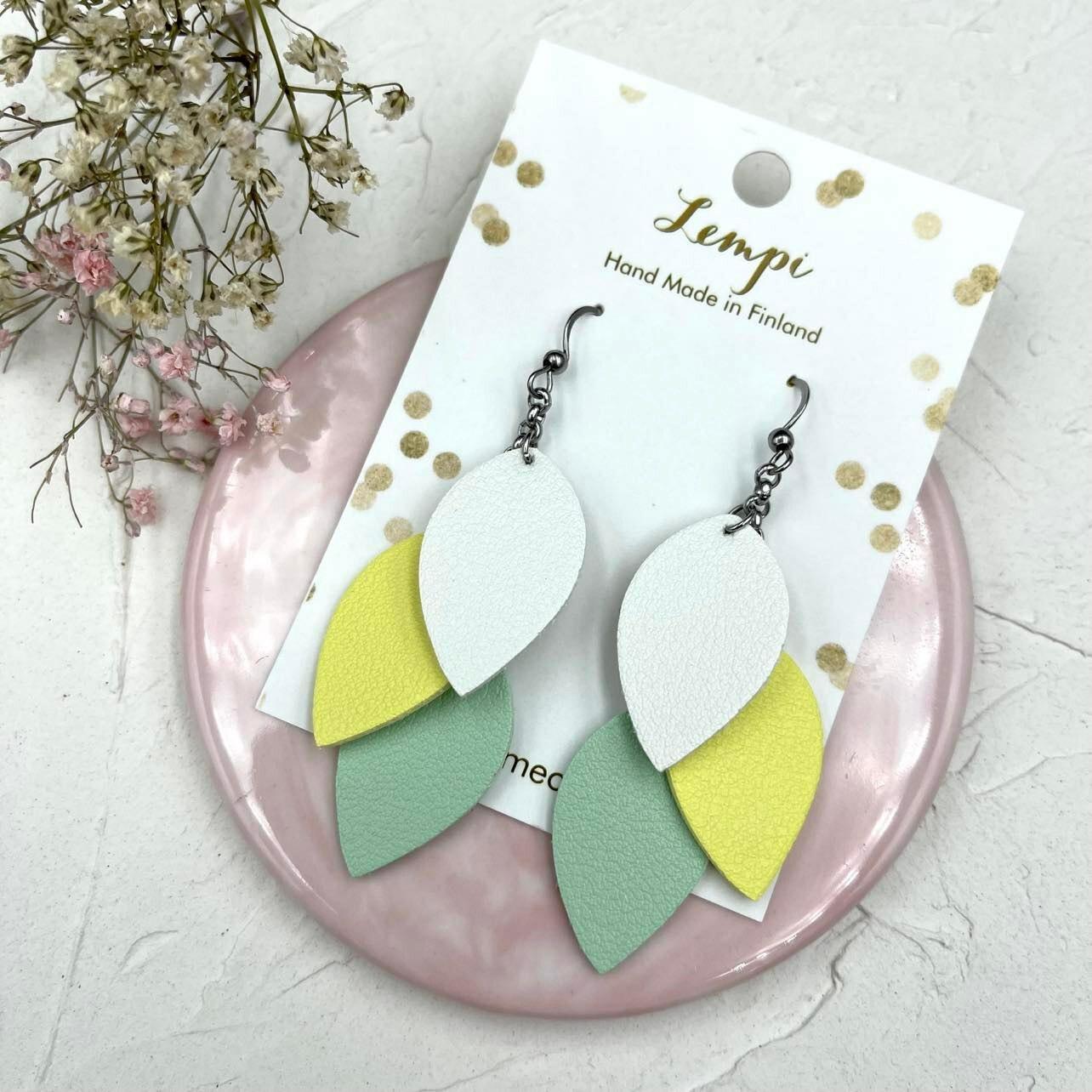 LEMPI earrings, Little Grain (white-yellow-light green)