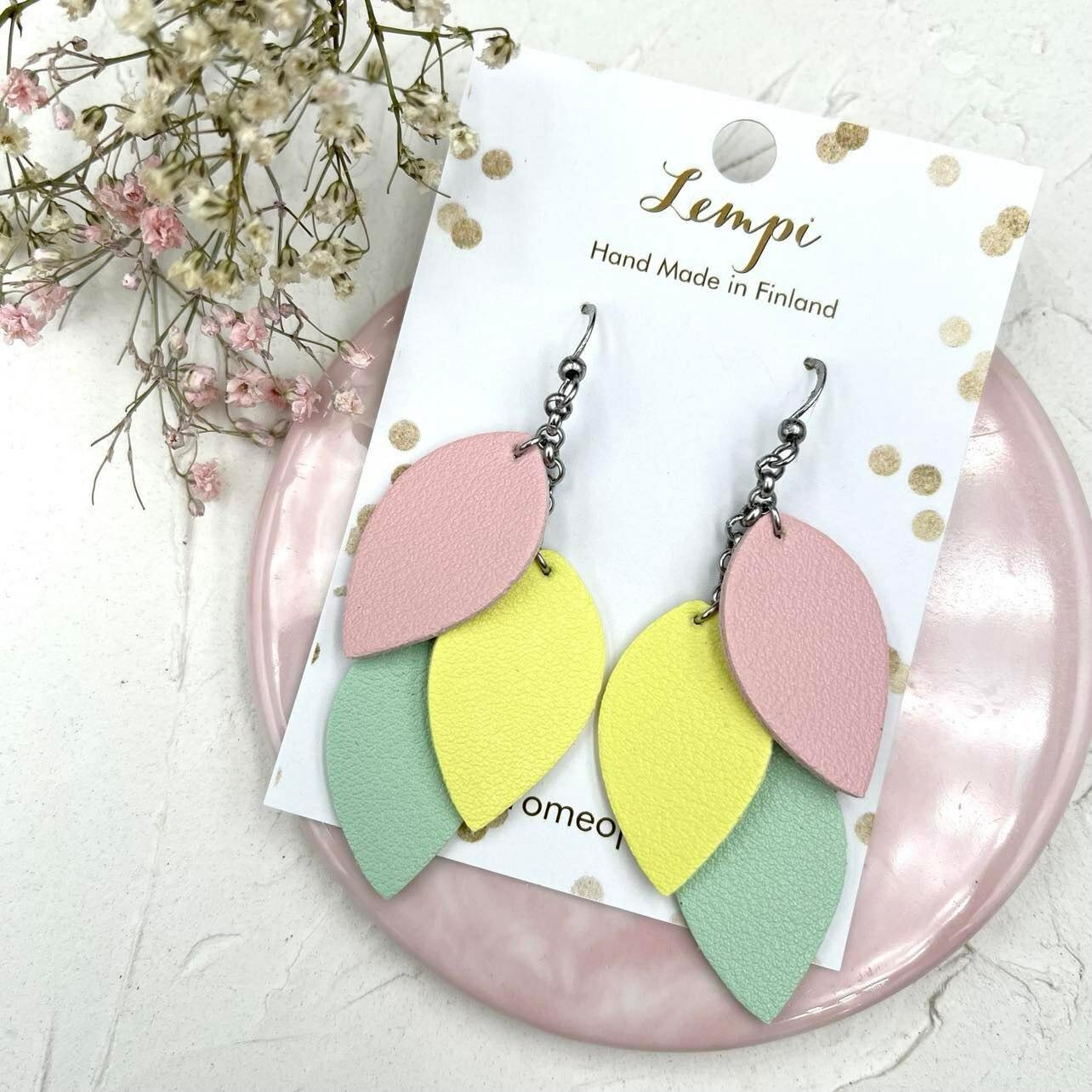 LEMPI earrings, Little Grain (pink-yellow-green)