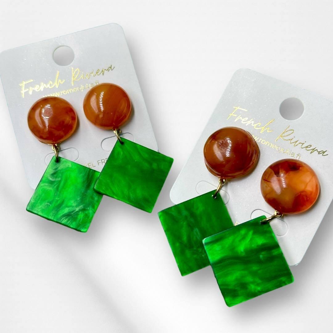 FRENCH RIVIERA|Jenine Earrings - green square earrings