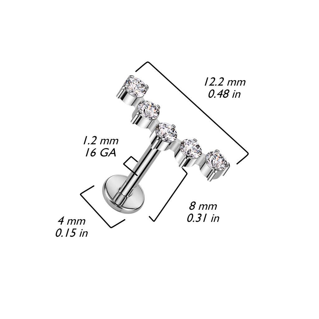 Titaani rustokoru/traguskoru, Curved CZ -kaareva labret (kulta)