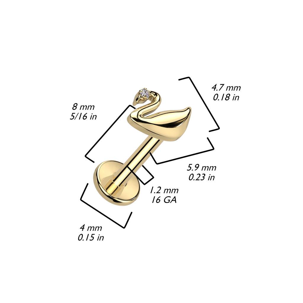 Titanium cartilage/tragus jewelry, Swan labret (gold)