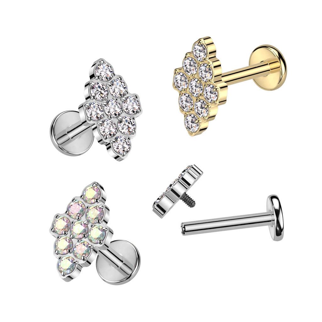 Titaani rustokoru/traguskoru, Diamond CZ -kivellinen labret (kulta)