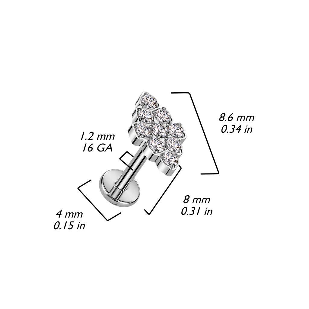 Titanium cartilage/tragus jewelry, Diamond CZ stone labret (gold)