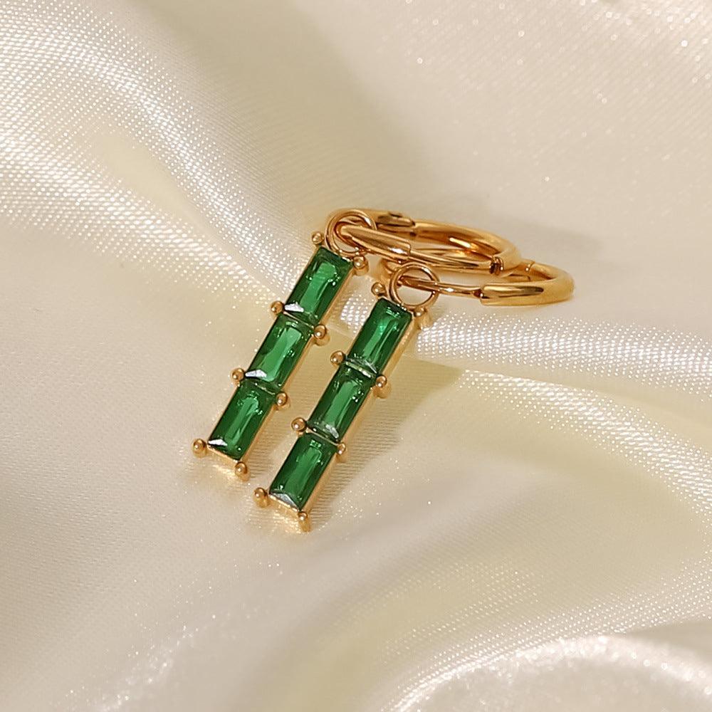 FRENCH RIVIERA|Lilith Earrings - green 2 in 1 surgical steel rings