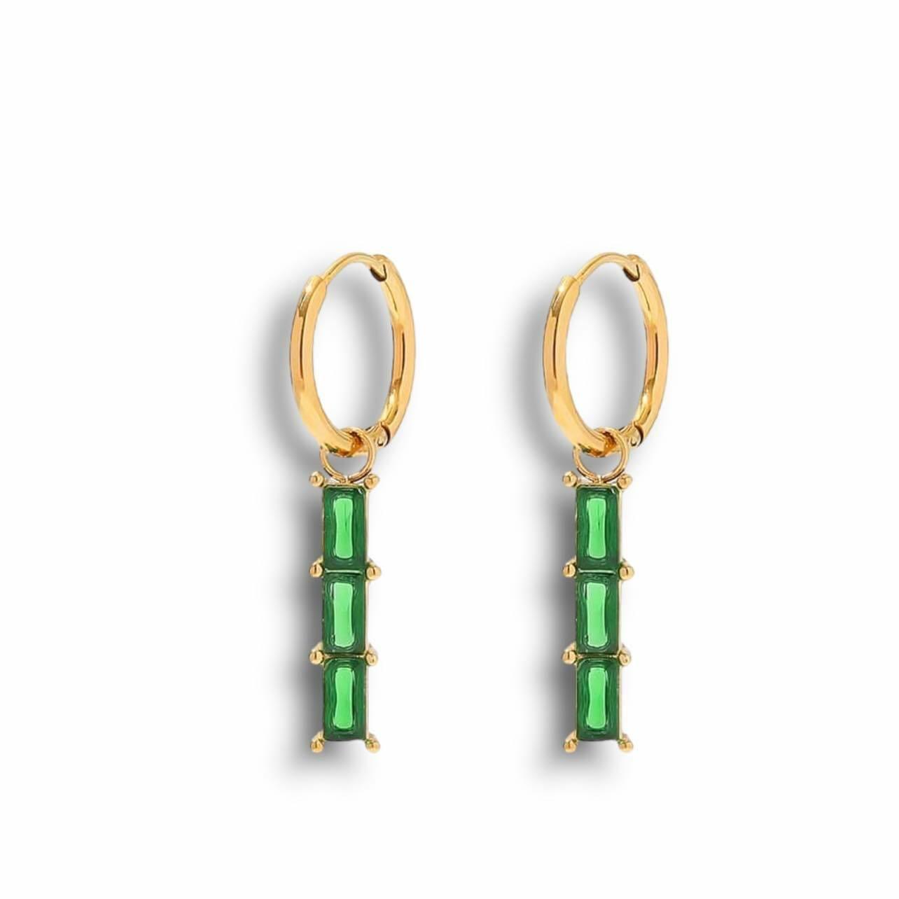 FRENCH RIVIERA|Lilith Earrings - green 2 in 1 surgical steel rings