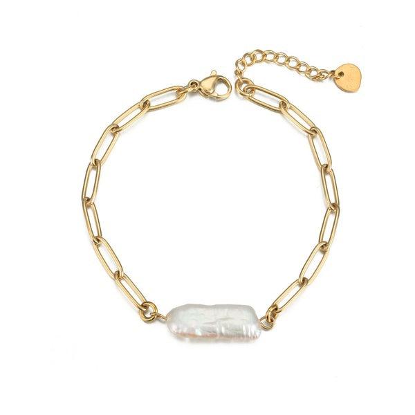 FRENCH RIVIERA|Sianna Bracelet -valkokivinen kirurginteräsrannekoru