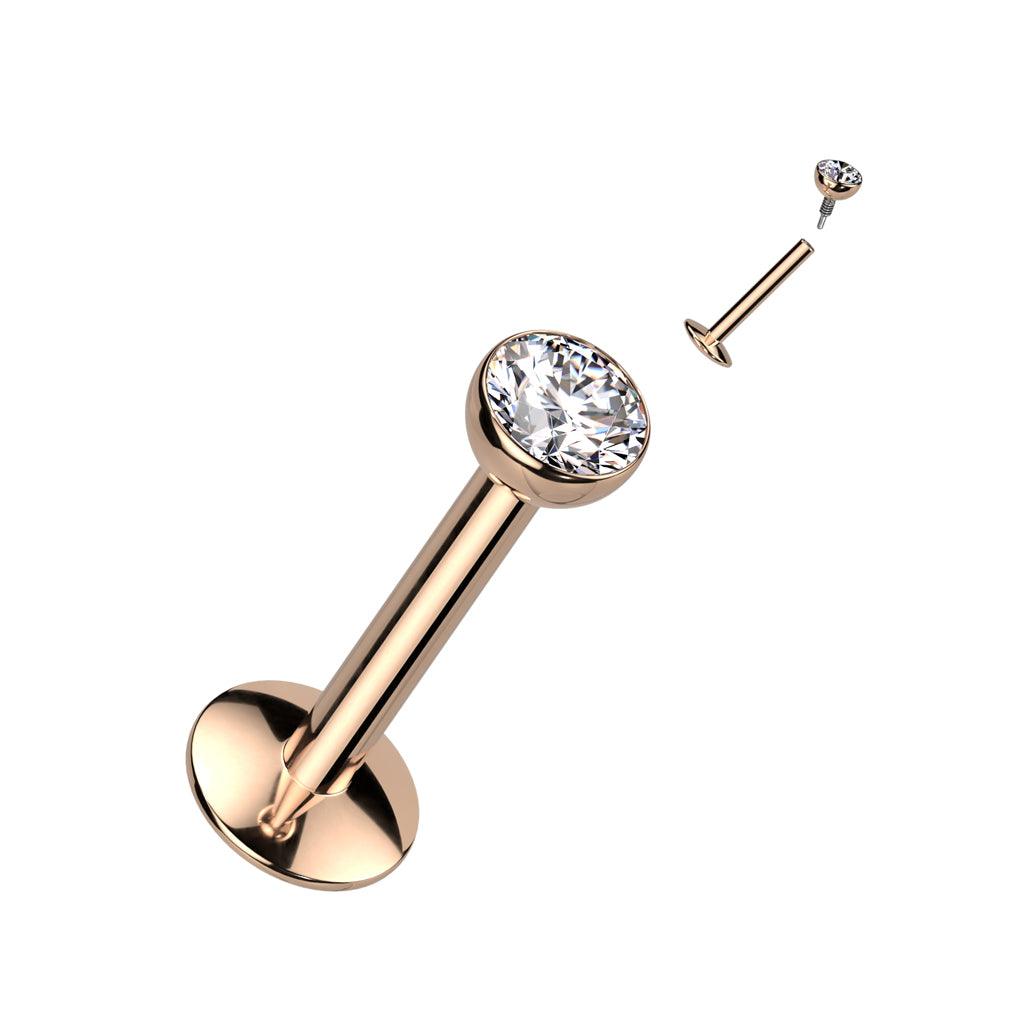 Titanium labret, CZ Convex Basic -glitter labret 3mm ball (gold)