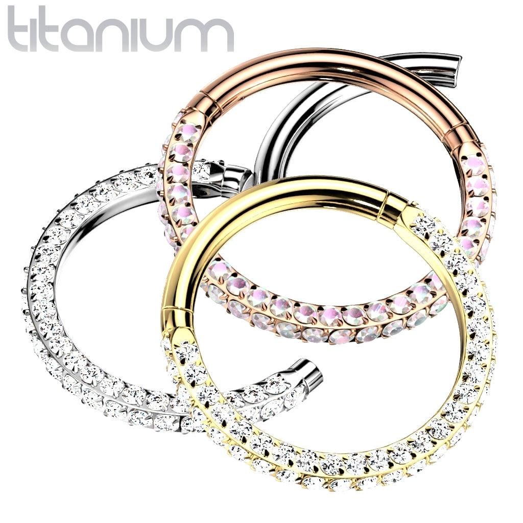 Piercing ring, Titanium 3 Sides Hoop in Gold -titanium clicker